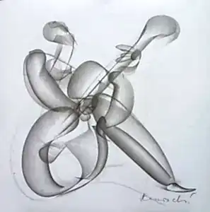 ALİ HERİSCHİ tarafından 2019 yılında 40x40 cm ölçülerinde Kağıt üzeri grafit füzen tekniği ile yapılmıştır.