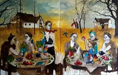 SEMA ÖCAL tarafından 2016 yılında 180x280 cm ölçülerinde Tuval üzeri yağlı boya tekniği ile yapılmıştır.