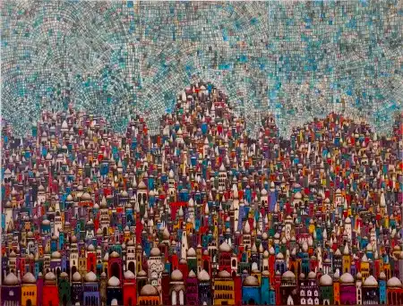 BİNNUR YÜCEBAŞ RUOCCO tarafından 2024 yılında 180x240 cm ölçülerinde Tuval üzeri yağlı boya tekniği ile yapılmıştır.