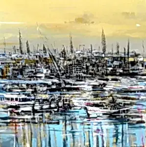 AYHAN ÇETİN tarafından 2022 yılında 60x60 cm ölçülerinde Tuval üzeri akrilik boya tekniği ile yapılmıştır.