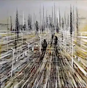 AYHAN ÇETİN tarafından 2022 yılında 60x60 cm ölçülerinde Tuval üzeri akrilik boya tekniği ile yapılmıştır.