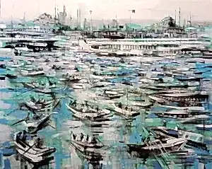 AYHAN ÇETİN tarafından 2023 yılında 80x100 cm ölçülerinde Tuval üzeri akrilik boya tekniği ile yapılmıştır.