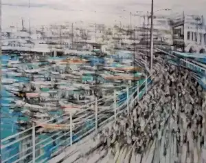 AYHAN ÇETİN tarafından 2023 yılında 80x100 cm ölçülerinde Tuval üzeri akrilik boya tekniği ile yapılmıştır.