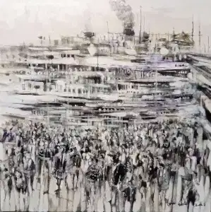 AYHAN ÇETİN tarafından 2023 yılında 60x60 cm ölçülerinde Tuval üzeri akrilik boya tekniği ile yapılmıştır.