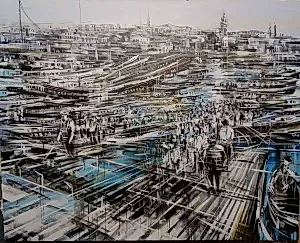 AYHAN ÇETİN tarafından 2023 yılında 120x150 cm ölçülerinde Tuval üzeri akrilik boya tekniği ile yapılmıştır.