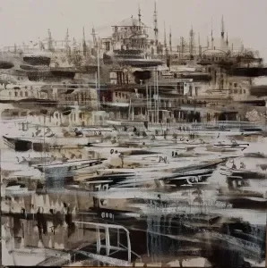 AYHAN ÇETİN tarafından 2023 yılında 60x60 cm ölçülerinde Tuval üzeri akrilik boya tekniği ile yapılmıştır.