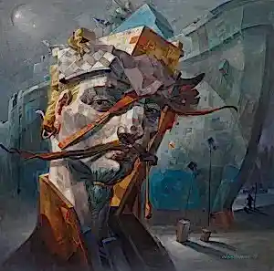 ADEM BAŞPINAR tarafından 2023 yılında 80x80 cm ölçülerinde Tuval üzeri akrilik boya tekniği ile yapılmıştır.