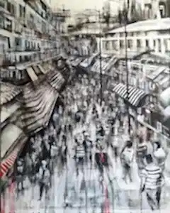 AYHAN ÇETİN tarafından 2025 yılında 150x120 cm ölçülerinde Tuval üzeri akrilik boya tekniği ile yapılmıştır.