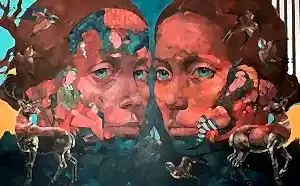 SEMA ÖCAL tarafından 2025 yılında 150x240 cm ölçülerinde Tuval üzeri yağlı boya tekniği ile yapılmıştır.