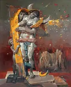 ADEM BAŞPINAR tarafından 2025 yılında 120x100 cm ölçülerinde Tuval üzeri akrilik boya tekniği ile yapılmıştır.