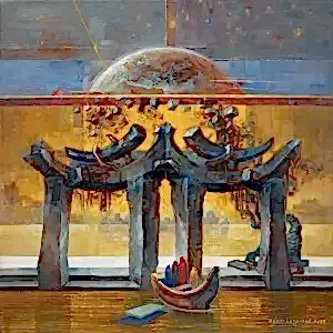 ADEM BAŞPINAR tarafından 2025 yılında 60x60 cm ölçülerinde Tuval üzeri akrilik boya tekniği ile yapılmıştır.