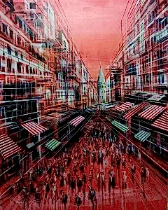 AYHAN ÇETİN tarafından 2024 yılında 150x120 cm ölçülerinde Tuval üzeri akrilik boya tekniği ile yapılmıştır.