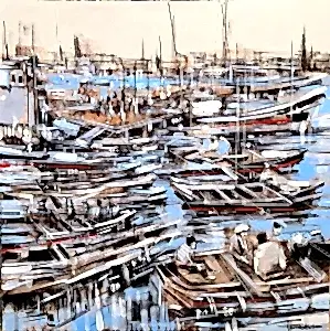 AYHAN ÇETİN tarafından 2024 yılında 100x100 cm ölçülerinde Tuval üzeri akrilik boya tekniği ile yapılmıştır.