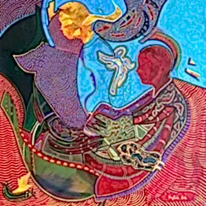 NECMETTİN ÖZLÜ tarafından 2024 yılında 60x60 cm ölçülerinde Tuval üzeri akrilik boya tekniği ile yapılmıştır.