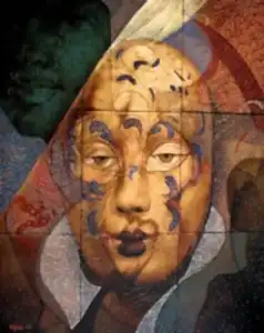 NECMETTİN ÖZLÜ tarafından 2016 yılında 100x80 cm ölçülerinde Tuval üzeri karışık teknik tekniği ile yapılmıştır.