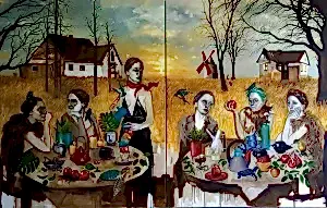 SEMA ÖCAL tarafından 2016 yılında 180x280 cm ölçülerinde Tuval üzeri yağlı boya tekniği ile yapılmıştır.