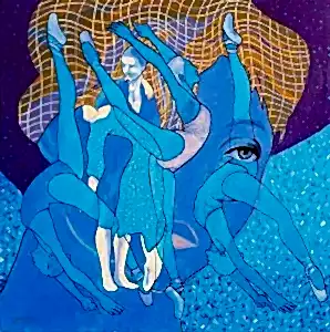 NECMETTİN ÖZLÜ tarafından 60x60 cm ölçülerinde Tuval üzeri akrilik boya tekniği ile yapılmıştır.