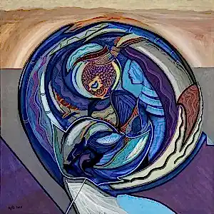 NECMETTİN ÖZLÜ tarafından 60x60 cm ölçülerinde Tuval üzeri akrilik boya tekniği ile yapılmıştır.