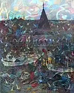 ENGİN KORKMAZ tarafından 2019 yılında 92x73 cm ölçülerinde Tuval üzeri akrilik boya tekniği ile yapılmıştır.