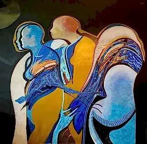 NECMETTİN ÖZLÜ tarafından 2020 yılında 206x218 cm ölçülerinde Tuval üzeri akrilik boya tekniği ile yapılmıştır.