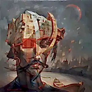 ADEM BAŞPINAR tarafından 2021 yılında 60x60 cm ölçülerinde Tuval üzeri akrilik boya tekniği ile yapılmıştır.