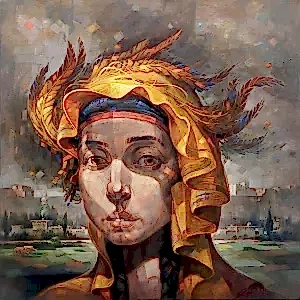 ADEM BAŞPINAR tarafından 2022 yılında 60x60 cm ölçülerinde Tuval üzeri akrilik boya tekniği ile yapılmıştır.