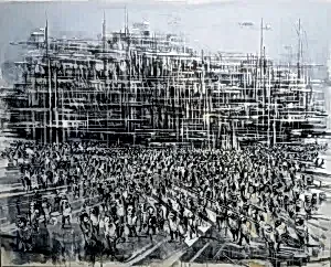 AYHAN ÇETİN tarafından 2022 yılında 120x150 cm ölçülerinde Tuval üzeri akrilik boya tekniği ile yapılmıştır.