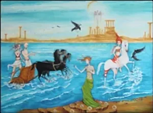 ZEKİYE AKALIN tarafından 2022 yılında 90x120 cm ölçülerinde Tuval üzeri yağlı boya tekniği ile yapılmıştır.