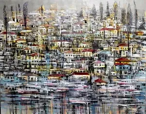 AYHAN ÇETİN tarafından 2022 yılında 120x150 cm ölçülerinde Tuval üzeri akrilik boya tekniği ile yapılmıştır.