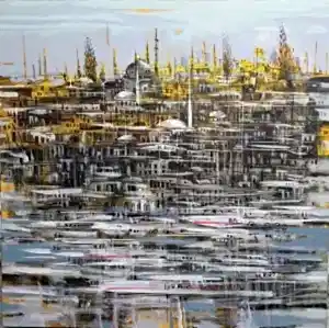 AYHAN ÇETİN tarafından 2024 yılında 60x60 cm ölçülerinde Tuval üzeri akrilik boya tekniği ile yapılmıştır.