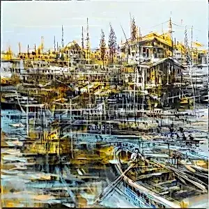 AYHAN ÇETİN tarafından 2024 yılında 60x60 cm ölçülerinde Tuval üzeri akrilik boya tekniği ile yapılmıştır.