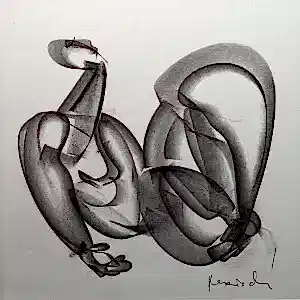 ALİ HERİSCHİ tarafından 40x40 cm ölçülerinde Kağıt üzeri füzen tekniği ile yapılmıştır.