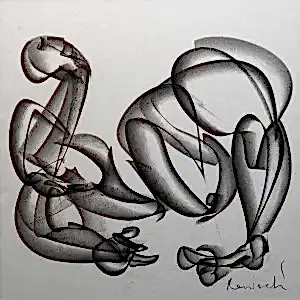 ALİ HERİSCHİ tarafından 40x40 cm ölçülerinde Kağıt üzeri füzen tekniği ile yapılmıştır.