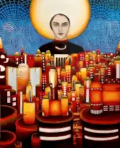 BİNNUR YÜCEBAŞ RUOCCO tarafından 2022 yılında 100x80 cm ölçülerinde Tuval üzeri yağlı boya tekniği ile yapılmıştır.