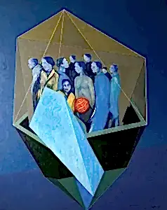 NECMETTİN ÖZLÜ tarafından 2022 yılında 150x120 cm ölçülerinde Tuval üzeri akrilik boya tekniği ile yapılmıştır.