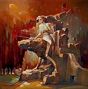 ADEM BAŞPINAR tarafından 2023 yılında 40x40 cm ölçülerinde Tuval üzeri akrilik boya tekniği ile yapılmıştır.