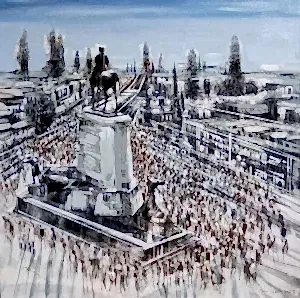 AYHAN ÇETİN tarafından 2023 yılında 60x60 cm ölçülerinde Tuval üzeri akrilik boya tekniği ile yapılmıştır.