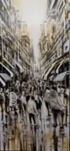 AYHAN ÇETİN tarafından 2024 yılında 150x70 cm ölçülerinde Tuval üzeri akrilik boya tekniği ile yapılmıştır.