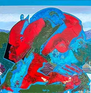 NECMETTİN ÖZLÜ tarafından 2024 yılında 60x60 cm ölçülerinde Tuval üzeri akrilik boya tekniği ile yapılmıştır.