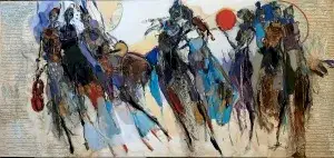 NURETTİN AKKAYA tarafından 2023 yılında 70x150 cm ölçülerinde Tuval üzeri yağlı boya tekniği ile yapılmıştır.