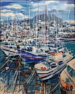 AYHAN ÇETİN tarafından 2025 yılında 150x120 cm ölçülerinde Tuval üzeri akrilik boya tekniği ile yapılmıştır.