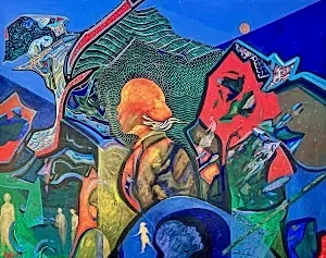 NECMETTİN ÖZLÜ tarafından 2025 yılında 120x150 cm ölçülerinde Tuval üzeri akrilik boya tekniği ile yapılmıştır.