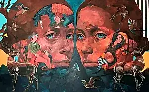 SEMA ÖCAL tarafından 2025 yılında 150x240 cm ölçülerinde Tuval üzeri yağlı boya tekniği ile yapılmıştır.