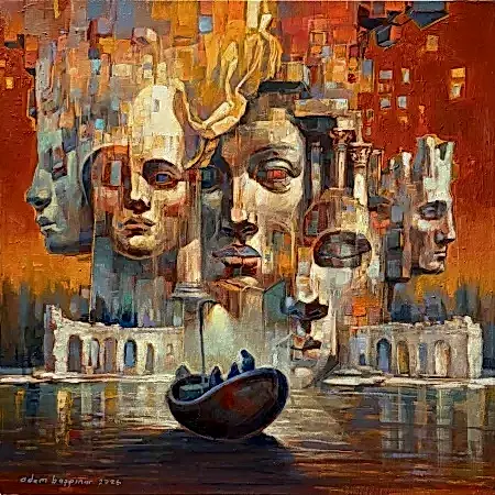 ADEM BAŞPINAR tarafından 2026 yılında 50x50 cm ölçülerinde Tuval üzeri akrilik boya tekniği ile yapılmıştır.