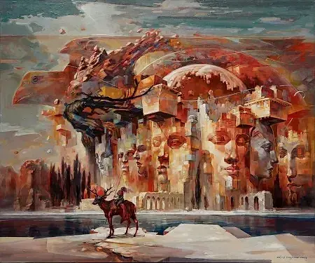 ADEM BAŞPINAR tarafından 2026 yılında 100x120 cm ölçülerinde Tuval üzeri akrilik boya tekniği ile yapılmıştır.