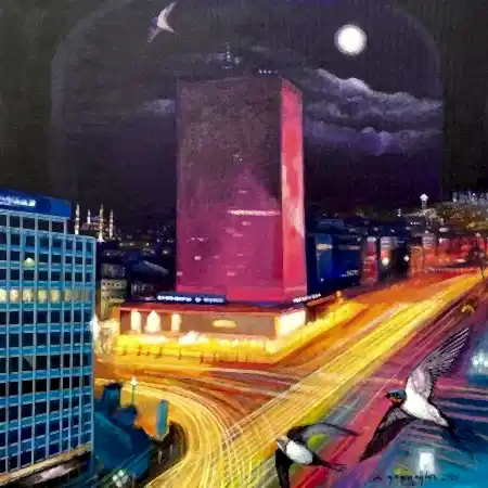 KADİR ŞİŞGİNOĞLU tarafından 2026 yılında 50x50 cm ölçülerinde Tuval üzeri akrilik boya tekniği ile yapılmıştır.