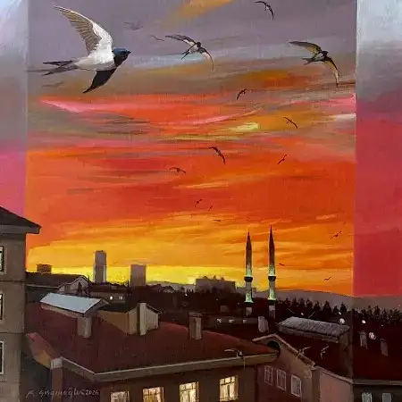 KADİR ŞİŞGİNOĞLU tarafından 2026 yılında 50x50 cm ölçülerinde Tuval üzeri akrilik boya tekniği ile yapılmıştır.