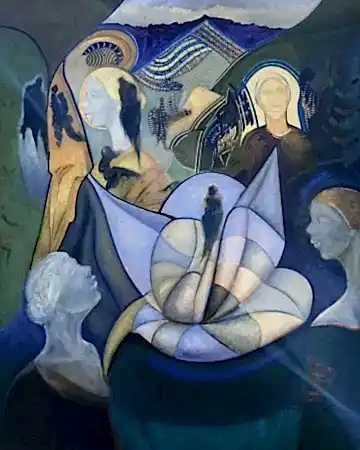 NECMETTİN ÖZLÜ tarafından 2025 yılında 150x120 cm ölçülerinde Tuval üzeri akrilik boya tekniği ile yapılmıştır.