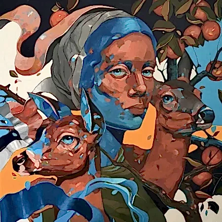 SEMA ÖCAL tarafından 2026 yılında 80x80 cm ölçülerinde Tuval üzeri akrilik boya tekniği ile yapılmıştır.