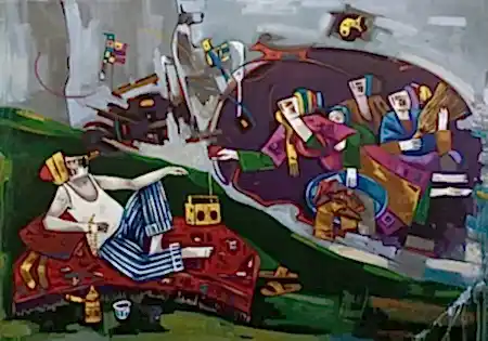 MEHMET YÜCEL tarafından 2025 yılında 70x100 cm ölçülerinde Tuval üzeri akrilik boya tekniği ile yapılmıştır.